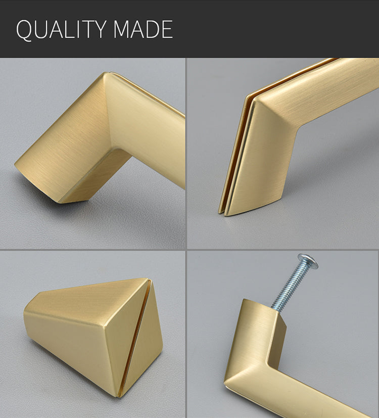 Unique Modern Brushed Brass Gold Cabinet Handles Pulls Knobs