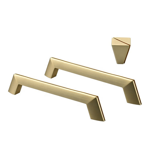 Unique Modern Brushed Brass Gold Cabinet Handles Pulls Knobs